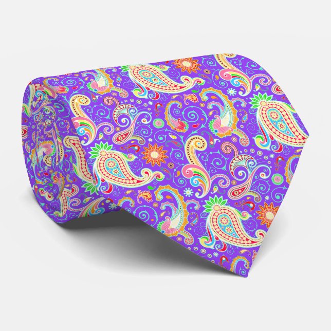 Corbata Vibrante paisley psicodélico (Enrollado)