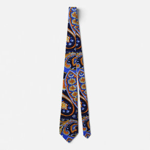 Corbata Vibrante Patrón de Paisley Bohemioco de Azul Marin