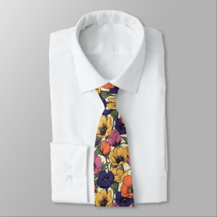 Corbata Vibrante patrón floral con adornos coloridos