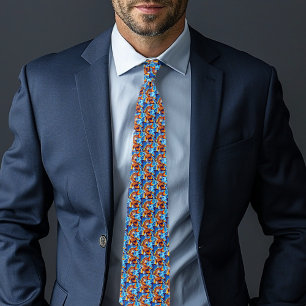Corbata Vibrante pez koi naranja Azul Moderno