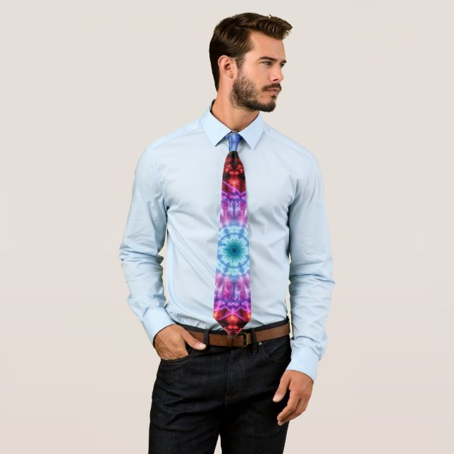 Corbata Vibrante Tie Dye Kaleidoscope Arcoiris Mandala (In situ)
