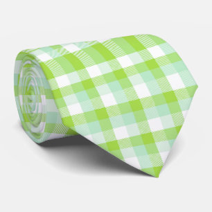 Corbata Vibrante Verde Cítrico Gingham Moderno y Audaz