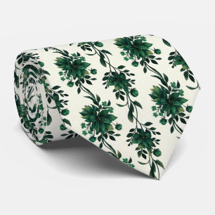 Corbata Vid floral verde esmeralda