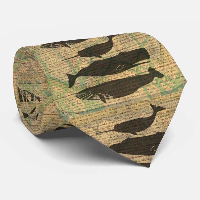 Corbata Vida marina náutica de ballena antigua (Enrollado)