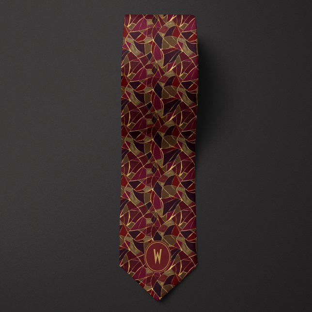 Corbata Vidrio Abstracto de Burdeos y Dorado (Subido por el creador)