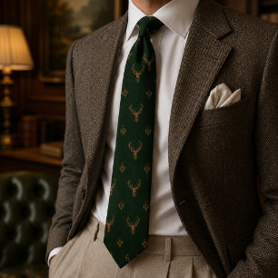 Corbata Viejo Dinero Escocés Tweed de Espiga de Ciervo de 