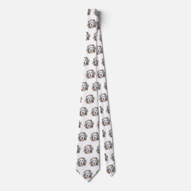 Corbata Viejos Navidades de Sheepdog ingleses escriben pre (Anverso)