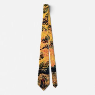 Corbata Vincent Van Gogh - Árboles de pino contra un cielo