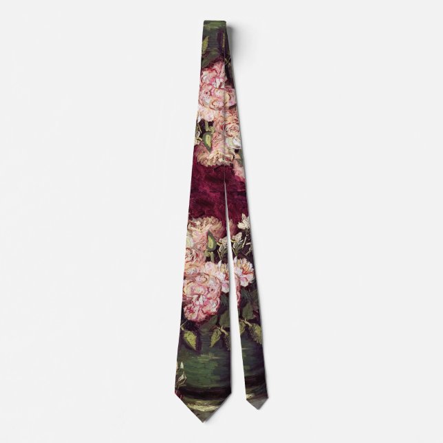 Corbata Vincent Van Gogh - Tazón con Peonías y Rosas (Anverso)