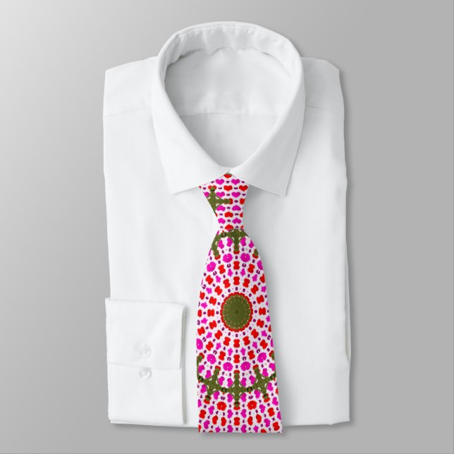 Corbata Vínculo a patrón de manala rosa y verde (Atado)