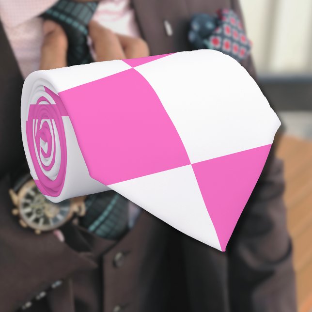 Corbata Viñeta de tablero de ajedrez rosa y blanco (Subido por el creador)
