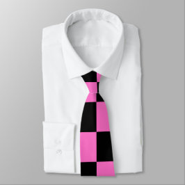 Corbata Viñeta de tablero de ajedrez rosa y negro