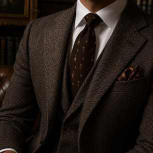 Corbata Vino de Dinero Antiguo Caballero Cigarro Tweed de 
