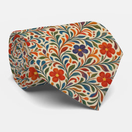 Corbata Vino Floral Pintado A Mano