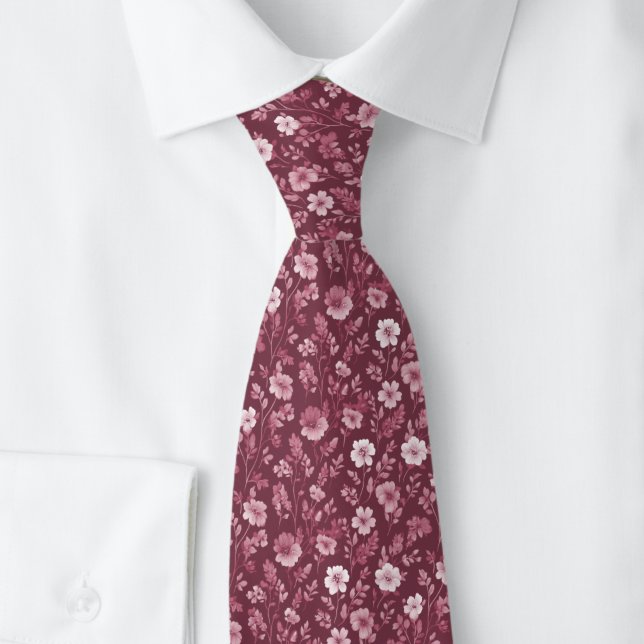 Corbata Vino Polvoriento Pequeñas Flores (Subido por el creador)