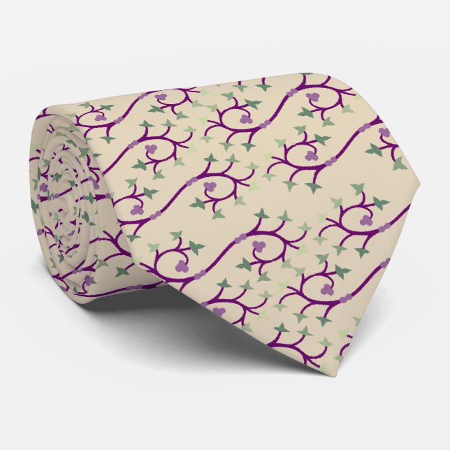 Corbata Vino violeta y verde (Enrollado)