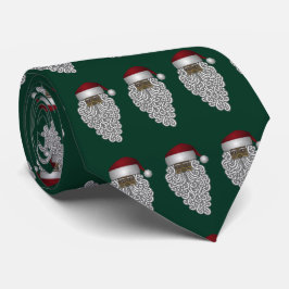 Corbata Vintage African American Santa sobre el azote verd