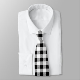 Corbata Vintage Black and White Buffalo Plaid