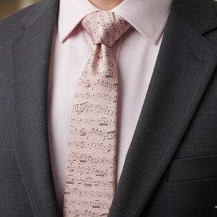 Corbata Vintage Blue Pink Musical Notes Music Lover