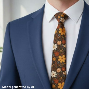 Corbata Vintage Boho Retro 70s Floral