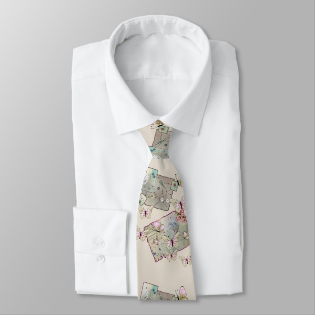 Corbata Vintage con mariposas (Atado)