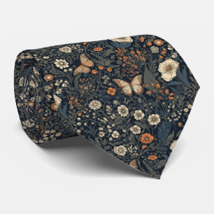 Corbata Vintage Dark Cottagecore Floral Mariposa Nata