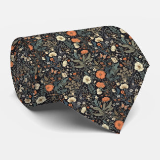 Corbata Vintage Dark Cottagecore Floral Mariposa Nata