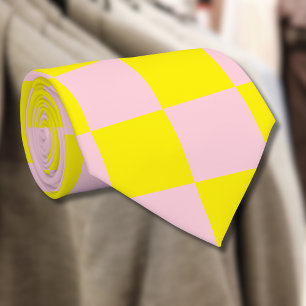 Corbata Vintage de tablero de ajedrez color rosa pastel