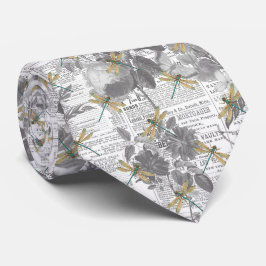 Corbata Vintage Dragonfly Cuello Floral