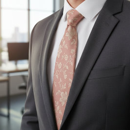 Corbata Vintage Dusty Rose Pink Florals Elegant Romantic
