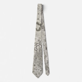Corbata Vintage Floral Art Gray Tie
