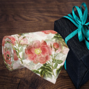 Corbata Vintage Floral Pink White Roses Peonies Boda