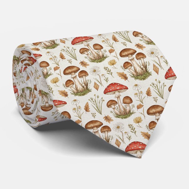 Corbata Vintage Mushroom Botanical (Enrollado)