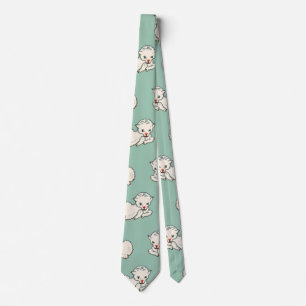Corbata Vintage patrón navideño con cordero bebé en verde