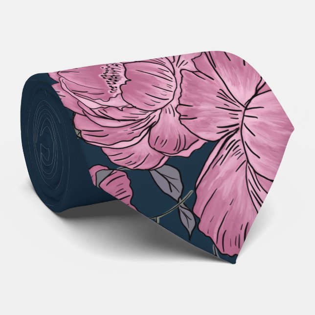 Corbata Vintage Peonies Tie (Enrollado)