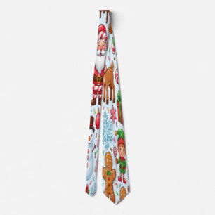 Corbata Vintage Retro Rojo Caña de Caramelo Navidad Navida