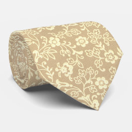 Corbata Vintage Sepia Floral | Oro amarillo retro dorado