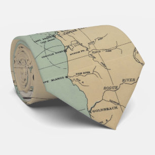 Corbata Vintage Washington y mapa del faro de Oregon