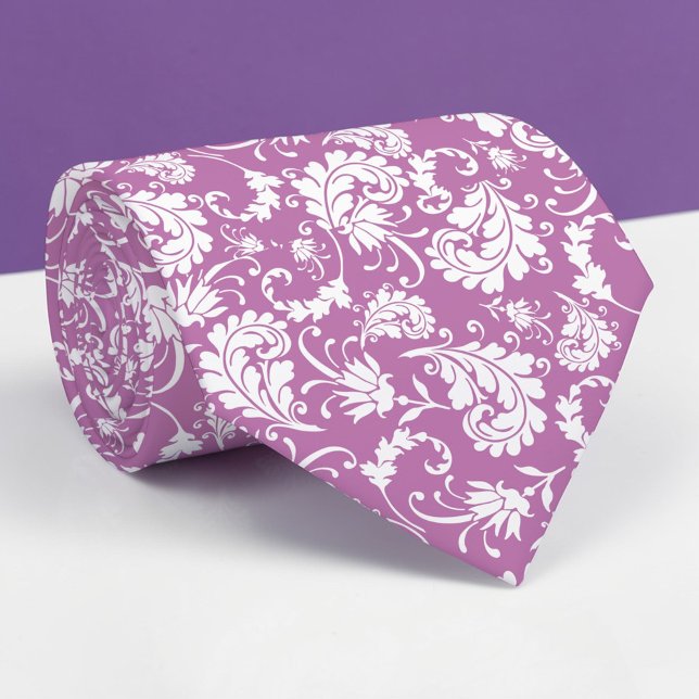 Corbata Violet Floral Pattern Custom Necktie (Subido por el creador)