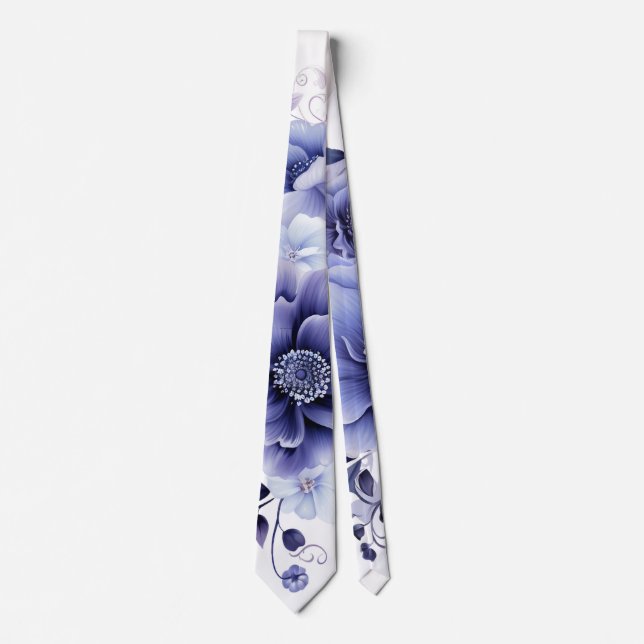 Corbata Violet Watercolor Peony Boda Groom (Anverso)