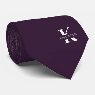 Corbata Violeta oscuro   Elegante Monograma+Nombre   unila