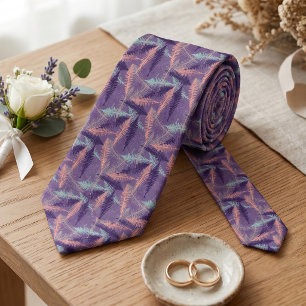 Corbata Violeta Purpura Menta Verde Naranja Hojas de Helec