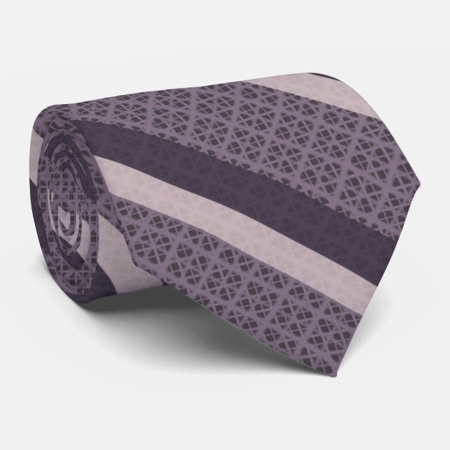 Corbata Violeta Rosa Grisáceo Sobre una Cuadrícula de Ciru (Enrollado)