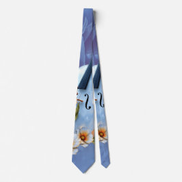 Corbata Violín blanco con flores - Música elegante y natur