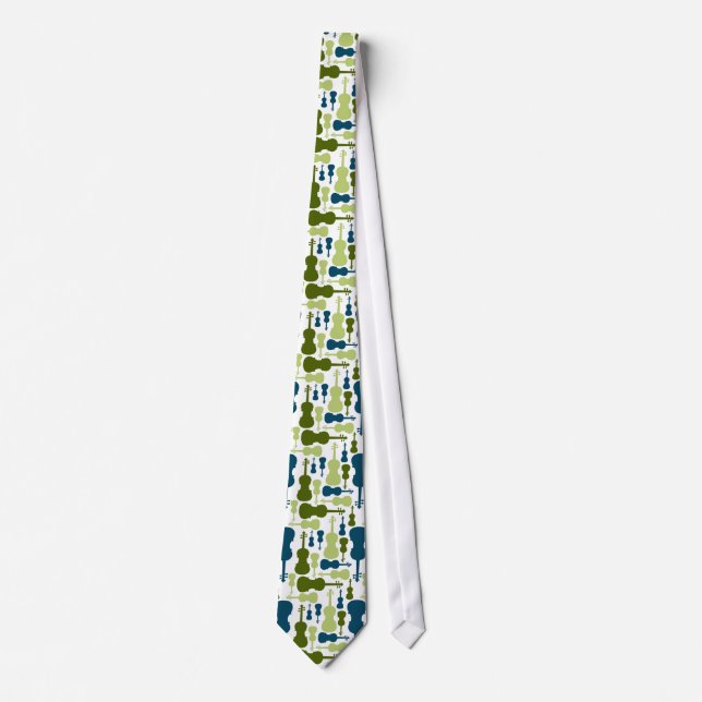 Corbata Violinas - Patrón azul y verde (Anverso)