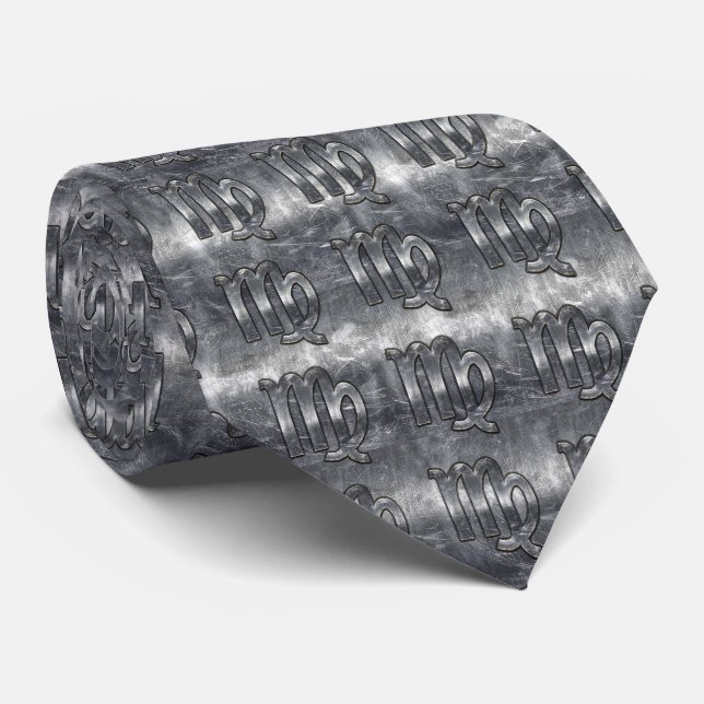Corbata Virgo Zodiac Rótulo Plata estilo con problemas (Enrollado)