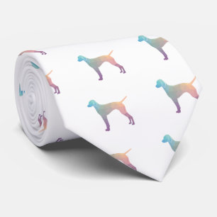 Corbata Vizsla Perro Patrón Geométrico Silhouette Pastel