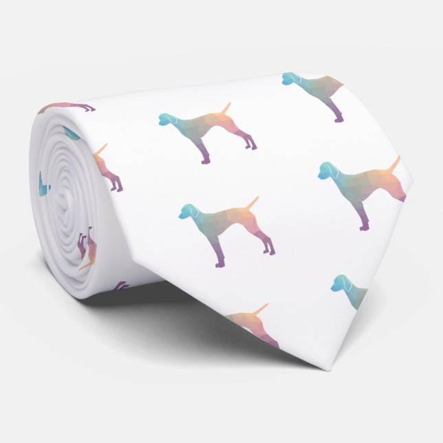 Corbata Vizsla Perro Patrón Geométrico Silhouette Pastel (Enrollado)