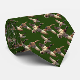 Corbata Volando Patos Mallard En Verde