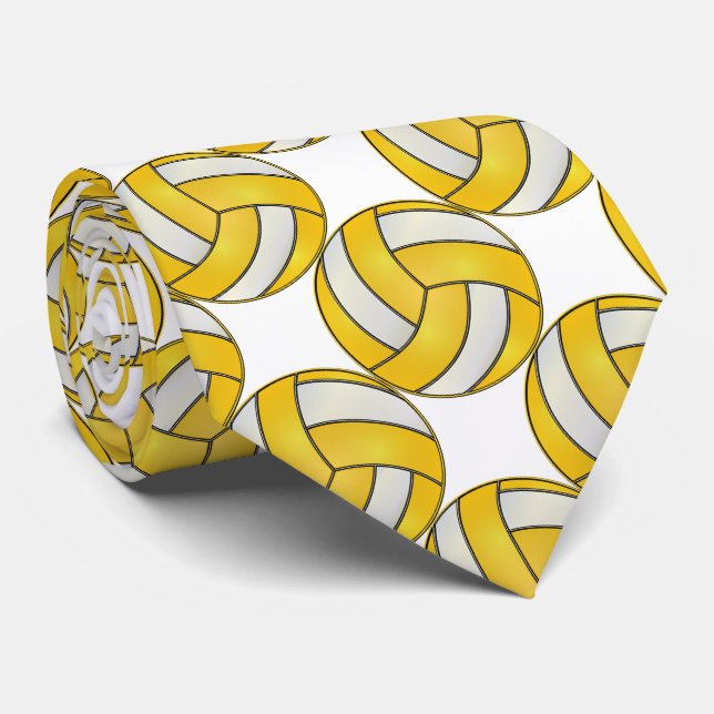 Corbata Voleibol deportivo amarillo y blanco (Enrollado)